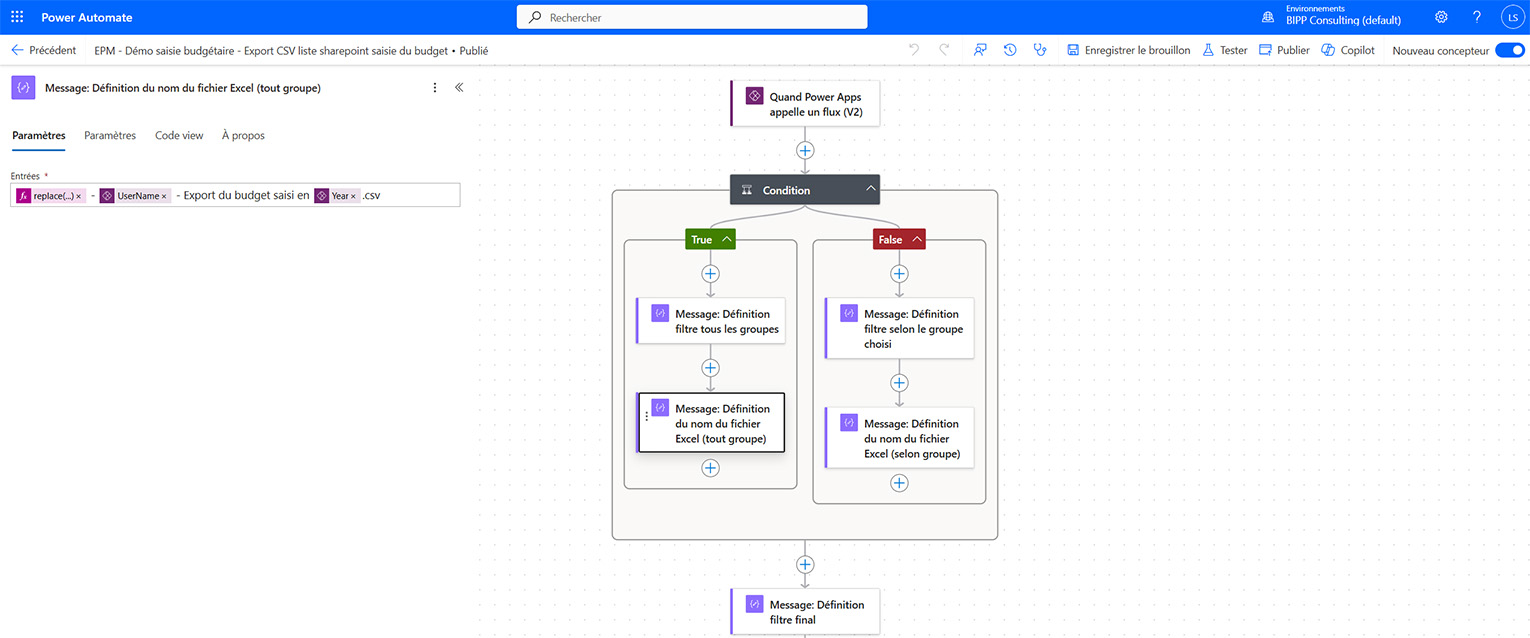 Power Automate interface